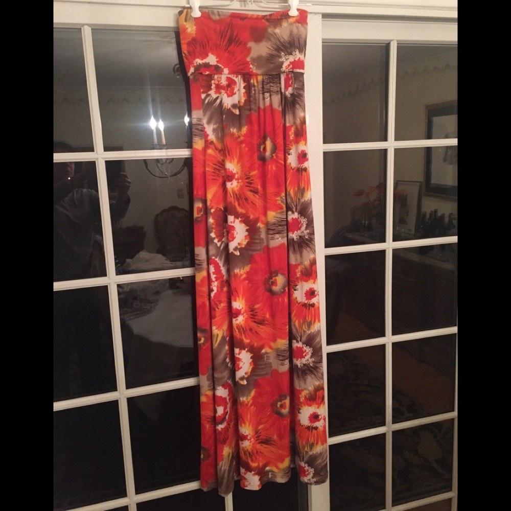 Mai Tai Long Strapless Floral Dress, NWT